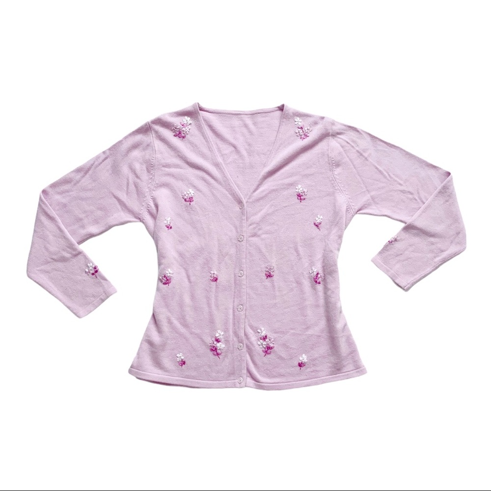 Vintage Floral Embroidered Grandma Cardigan | VTG 90s Style Y2K Fairycore Flower